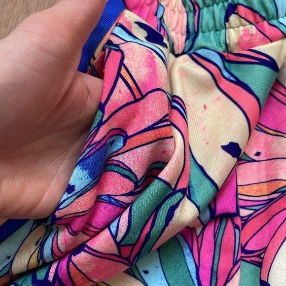 Adidas Originals x Farm Bananas Flared mini Skirt S tropical floral pink NWOT - Picture 10 of 13